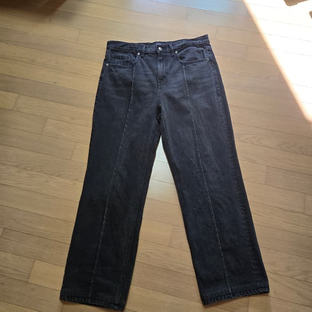 무신사 스탠다드 블랙 흑청 와이드진 34