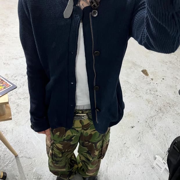 Morgan Homme waffle knit cardigan 