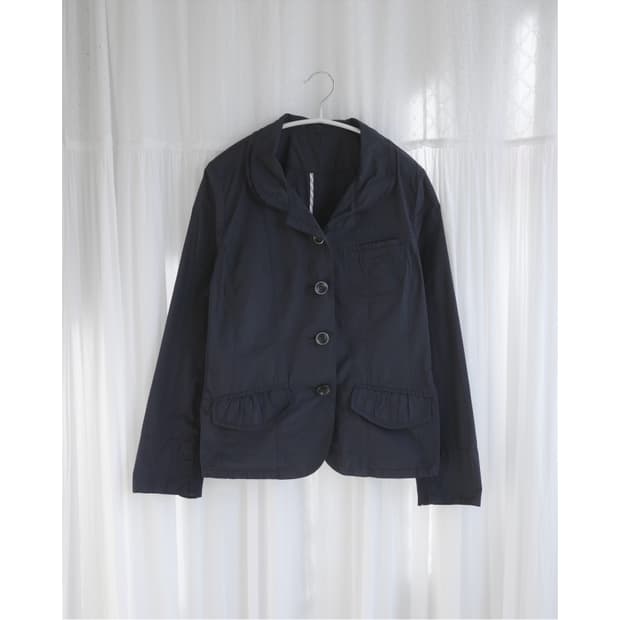 Navy round collar jacket