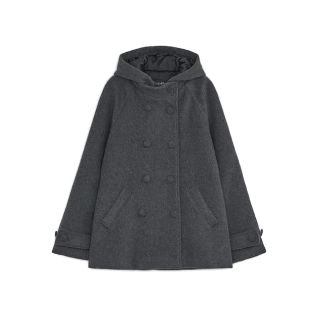 hugyourskin 허그유어스킨 후디드 하프 코트 차콜 새상품 