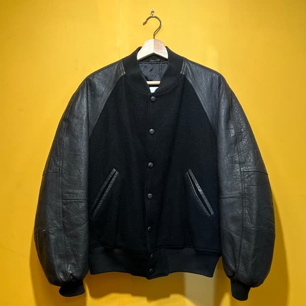 90s 일본빈티지 천연소가죽 아메카지 바시티 자켓