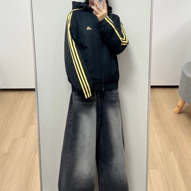 아디다스 올드스쿨 경량 패딩 후드 자켓