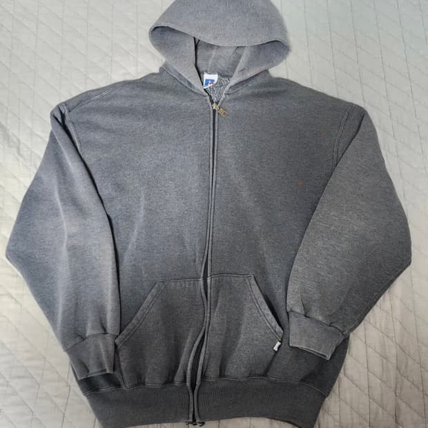 [XL] 90s 러셀 애슬레틱 페이디드 그레이 후드집업 VER. 페인팅
