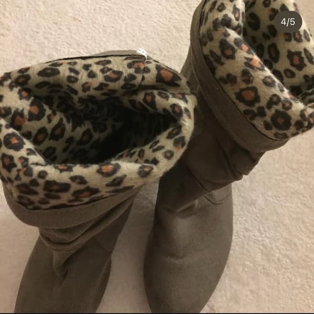 갸루 호피 브라운 앵클부츠 