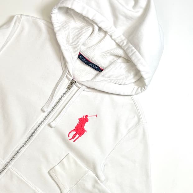 폴로 랄프로렌 빅포니 화이트 후드집업(M)