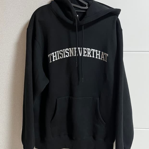 디스이즈네버댓 블랙 아치로고 후드티 L