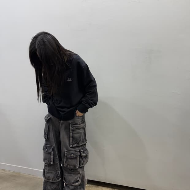 멀티포켓 디테일 데님 와이드 팬츠