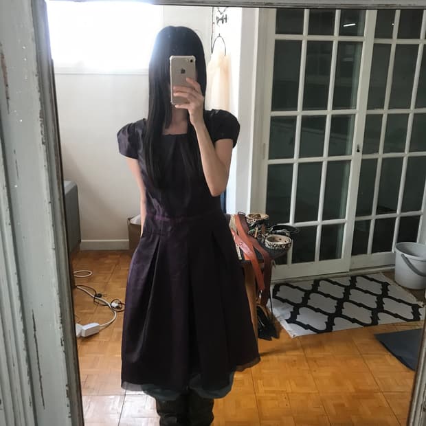 vintage purple pintuck one-piece