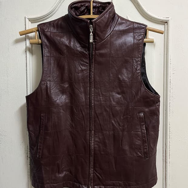 vintage sheepskin leather vest