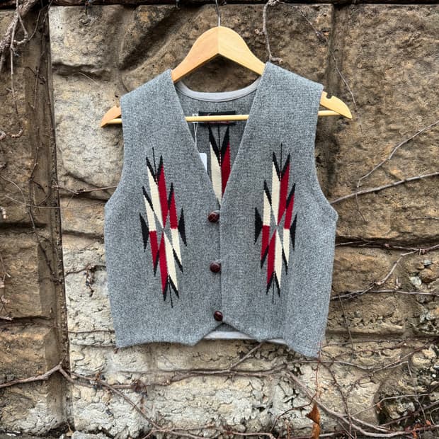 센티넬라 핸드 우븐 울 오르테가 네이티브 무늬 웨스턴 치마요 베스트