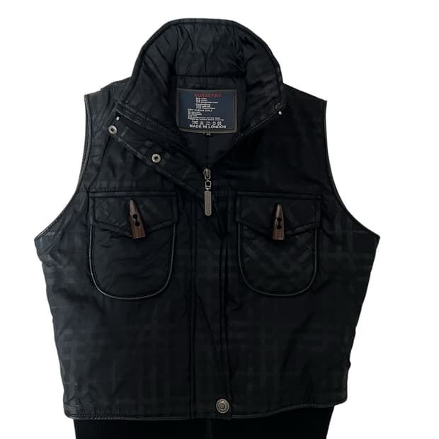버버리 여성 체크 베스트 블랙 조끼(MADE IN LONDON) 40