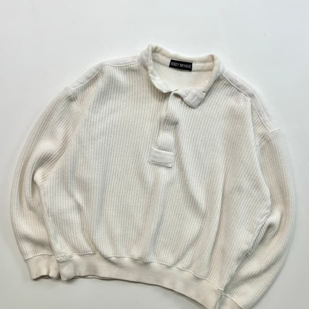 Issey Miyake 이세이미야케 90s 화이트 모크넥 니트
