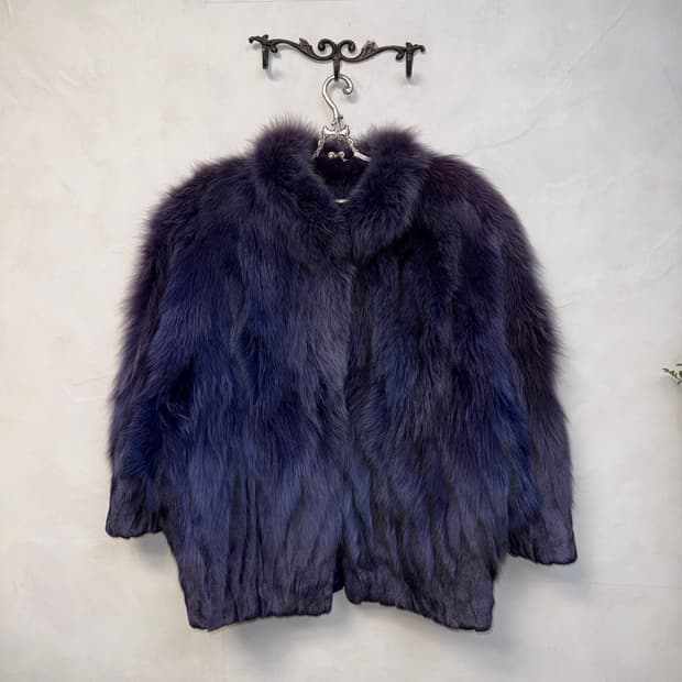 SAGA FOX purple blue fox fur jacket 