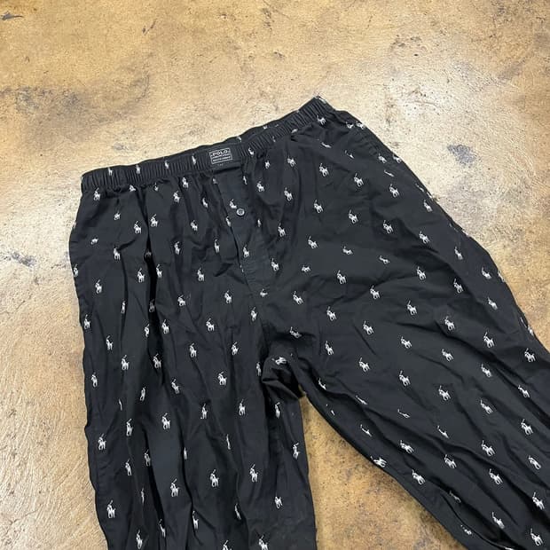 [정품/ M] 폴로 랄프로렌 올오버 포니 파자마 팬츠 블랙 b10