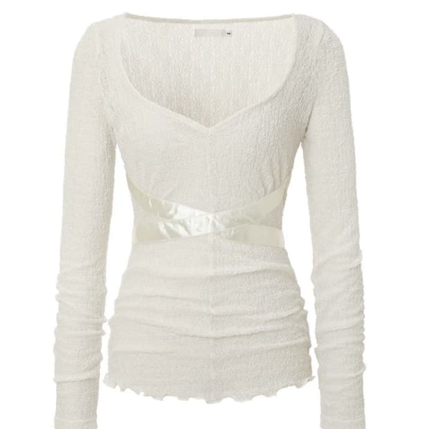 쓰리타임즈 CROSS PEARL TOP - IVORY