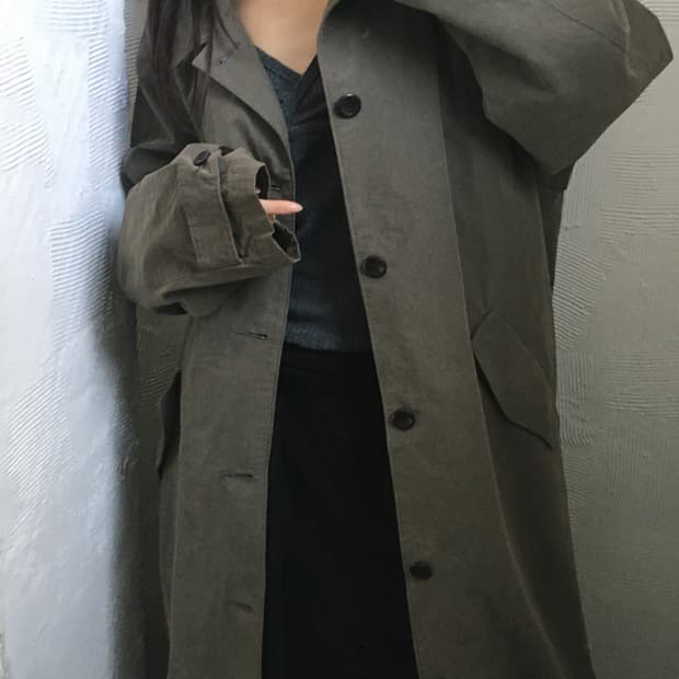 CP Company 씨피컴퍼니 90‘s 나일론 카키 롱 코트