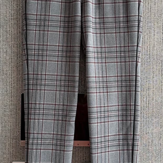 임페리얼 골프 그레이 체크 스트레치 슬랙스 여성 바지 기모 팬츠