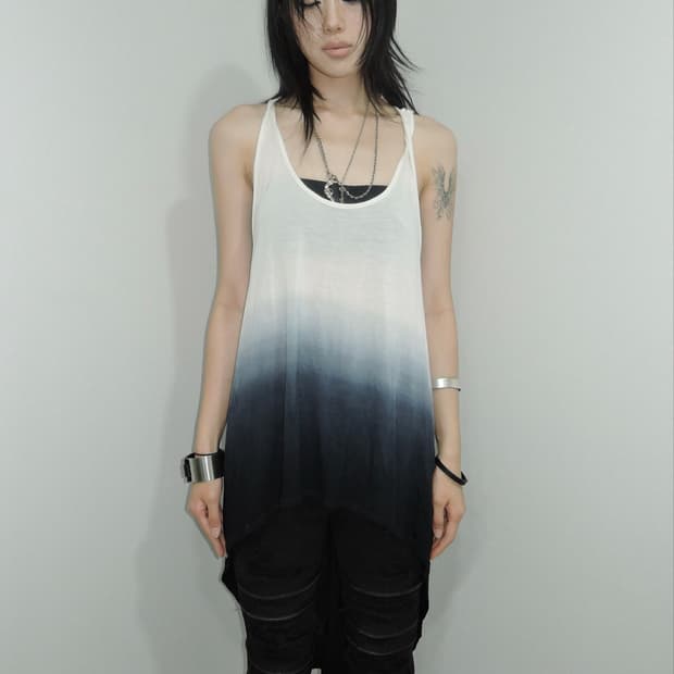 Dip-Dye Asymmetric Racerback Tank Top