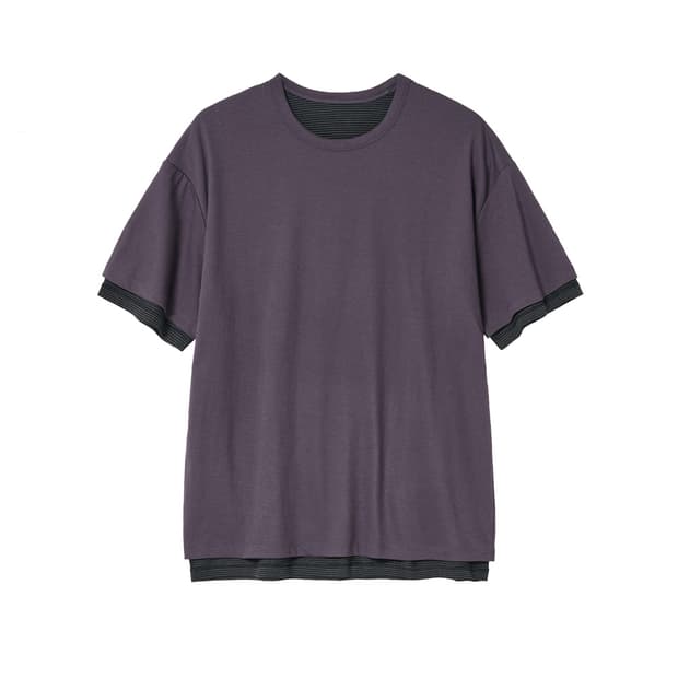 Two Face Stripe Tee 1/2 Purple Charcoal