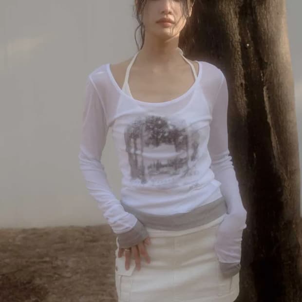 애즈온 FOREST LAYERED T WHITE