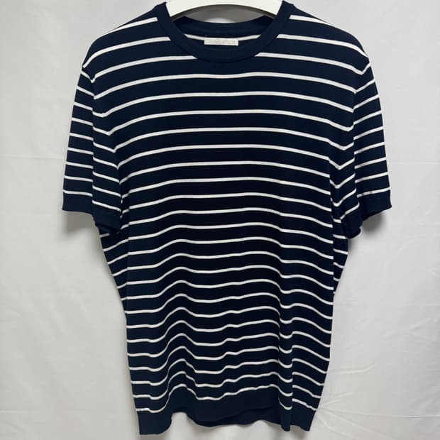 [XL] ZARA 자라 비스코스 혼방 반팔 티셔츠 NAVY