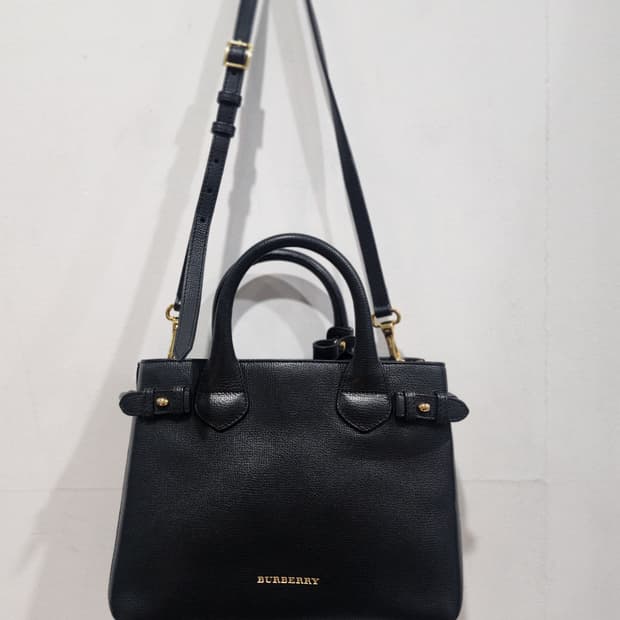 버버리 블랙 레더 토트백 숄더백 정품