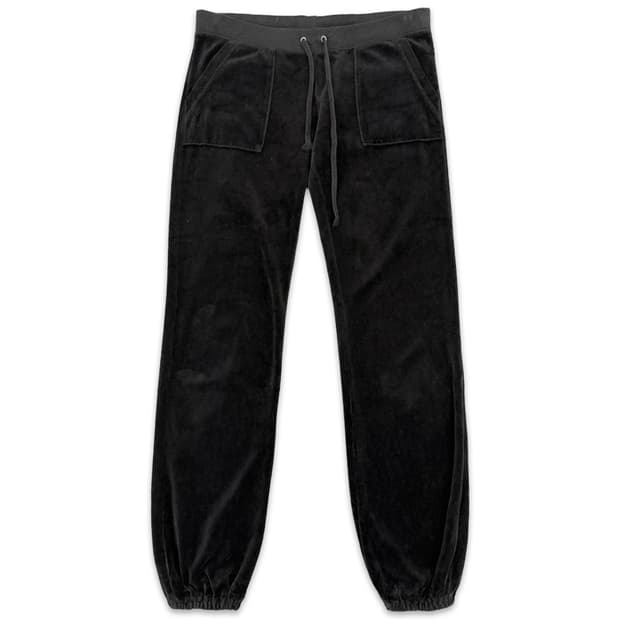 빈티지 Juicy Couture 블랙 벨벳 포켓 스웻팬츠