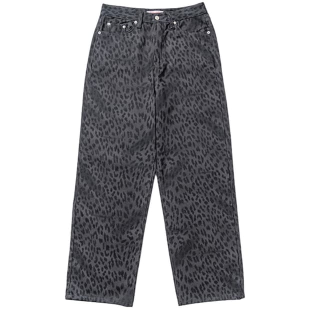 WIDE LEOPARD PANTS, CHARCOAL