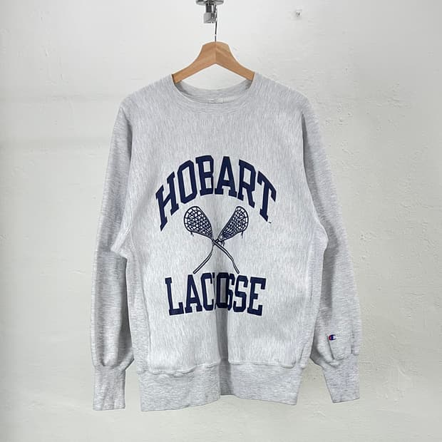 챔피온 라이트 그레이 리버스 위브 스테이츠맨 호바트 크루넥 스웨트 셔츠