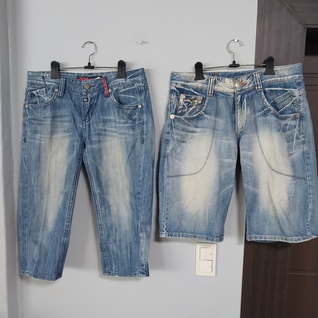 남성 청바지 6-7 부 여름 2벌 남자32인치