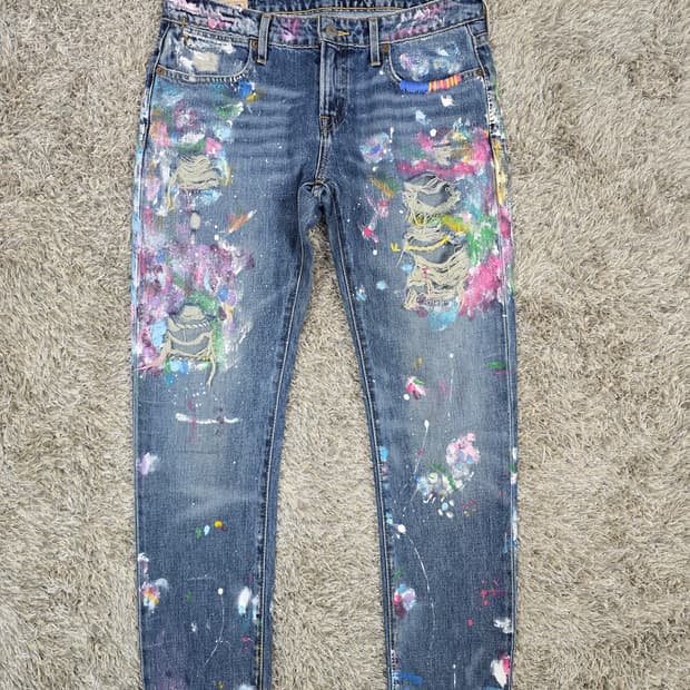 폴로 랄프로렌 페인트 데님 청바지 34