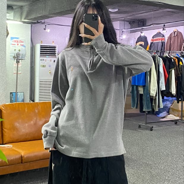 폴로 랄프로렌 포니자수 하프집업 그레이 B5154