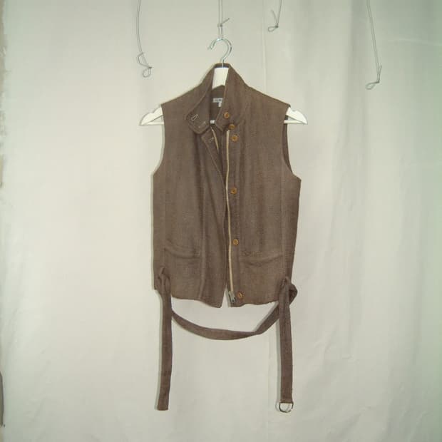 Helmut lang 2001ss linen zip up vest 40