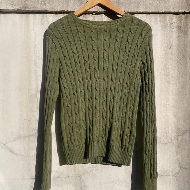 Ralph Lauren Green Cable Knit Sweater