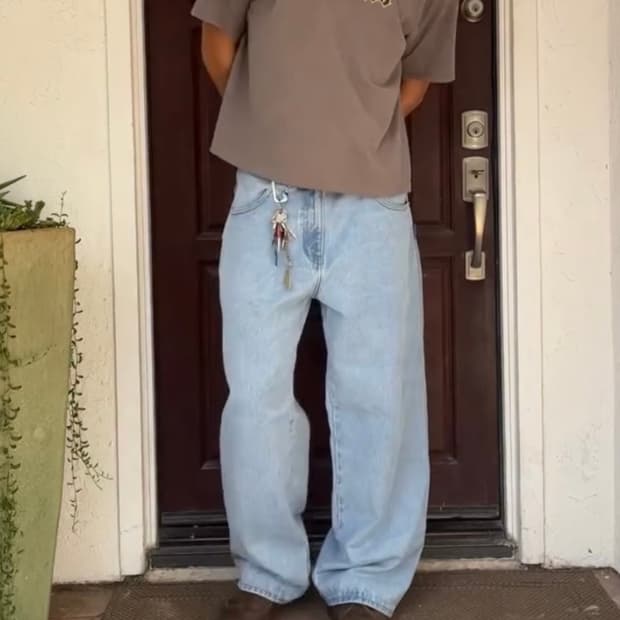 bombshell 루즈핏 베기 데님 라이트 워시 30x32