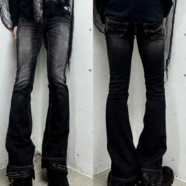 [G-Seventeen]Y2K Black Boots-Cut Washed 