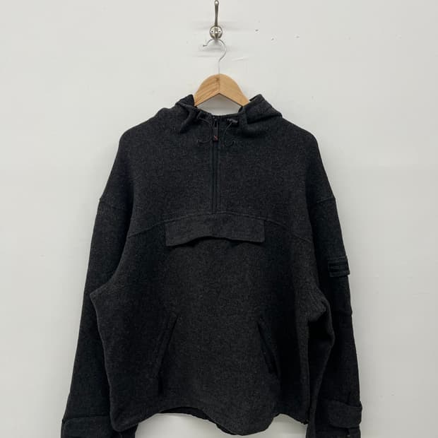 폴로 블랙 울 아노락 후드티 남xl