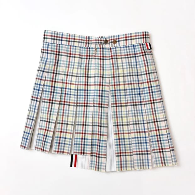 톰브라운 23ss 체크 프레이드 주름 미디 스커트 PN5681