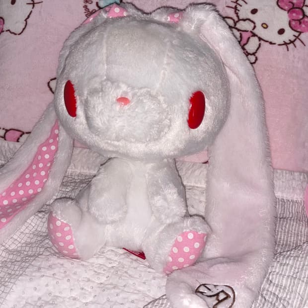 (제시받음) 범용토끼 핑크 도트 대형 인형 글루미베어