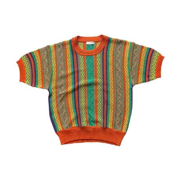 빈티지 스트라이프 반팔 스웨터