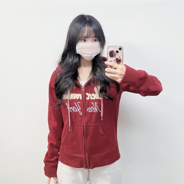 아베크롬비 스펠 로고 후드집업 레드