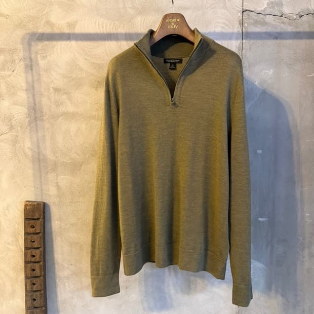 바나나 리퍼블릭 메리노울 짚업 니트 100