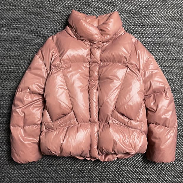 베네통 우먼스 글로시 덕 다운 패딩 점퍼o 5428