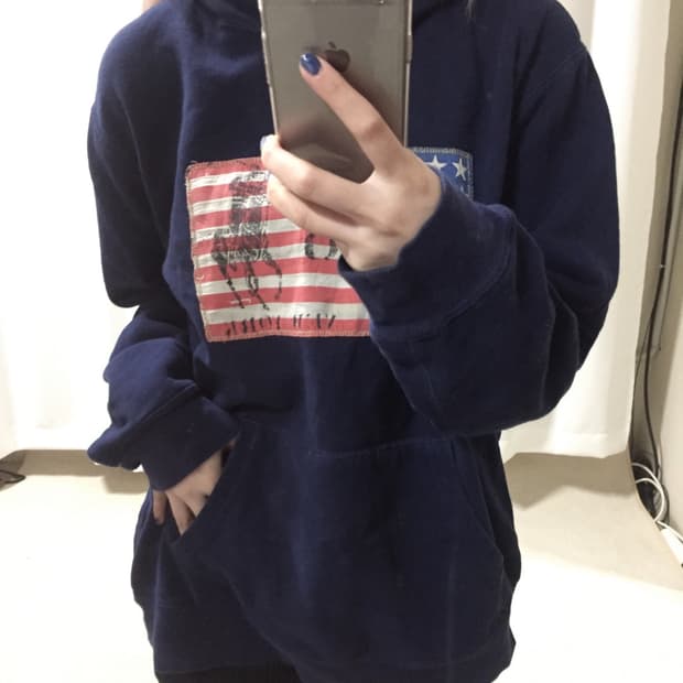 폴로 랄프로렌 오지리널 네이비 성조기 후드 티