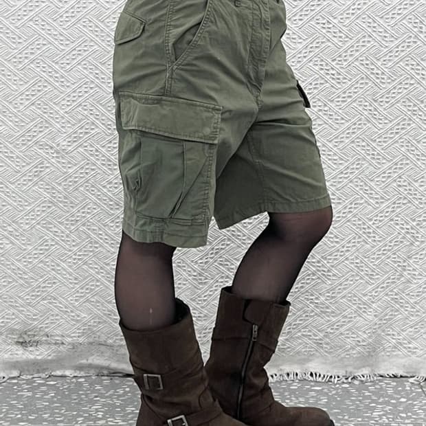 유니클로 빈티지 스트릿 말차카키 카고 반바지 S C11006