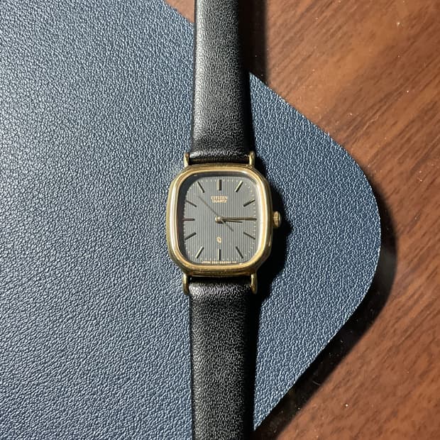 빈티지 시티즌 쿼츠 레더 시계