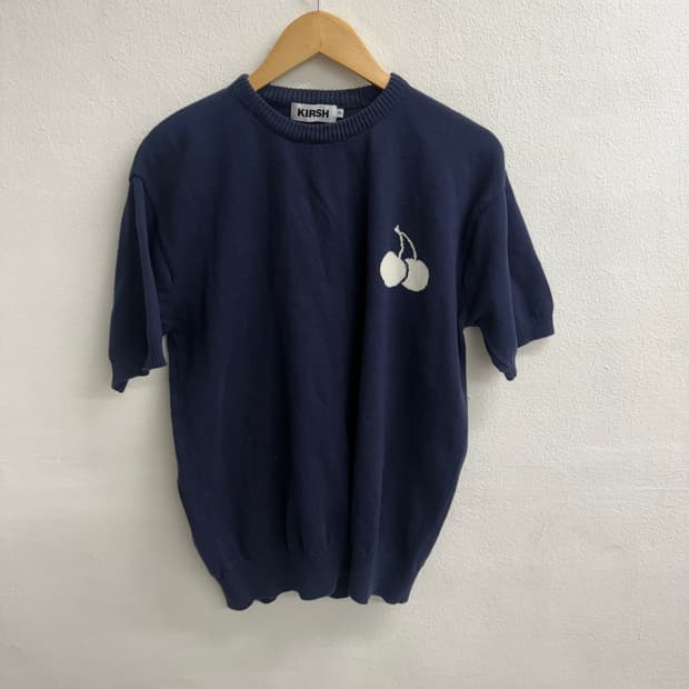 키르시 반팔 니트 네이비 체리 자수 2