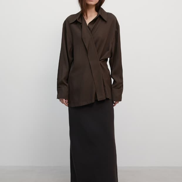 SUAMAR (수아마르) 오픈카라 투웨이 오버핏 셔츠 (새상품)