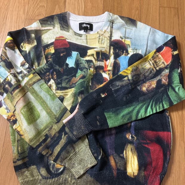 정품중고 스투시 피터 토쉬 스웨터 L