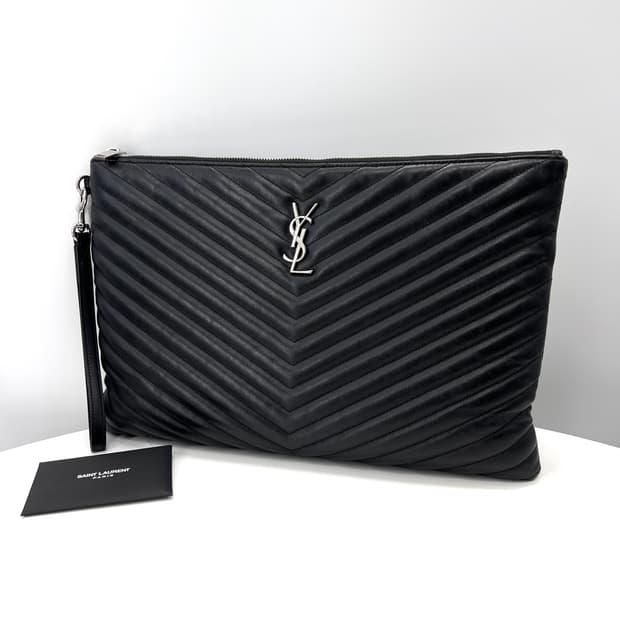 생로랑 마틀라세 여성 클러치백 블랙 라지 (440222)